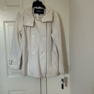 Women’s BNCI (Blanc Noir Cotton Industries) Winter White Pea Coat Size Large